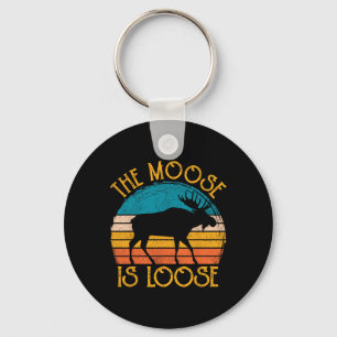Funny Moose Is Loose Animal Apparel  Keychain