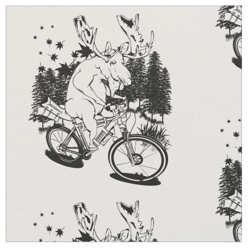 Funny moose on a bike packing bicycle fabric