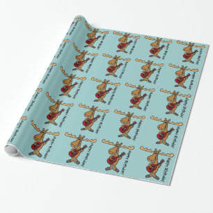 Funny Moose Playing Guitar Birthday Giftwrap Wrapping Paper