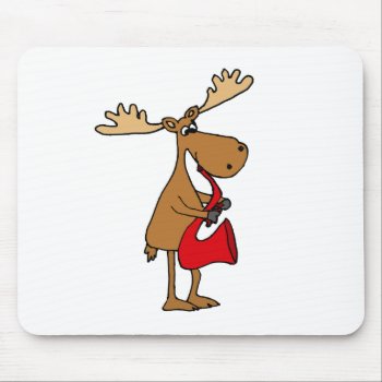 Funny Moose Playing Red Saxophone Original Art Mouse Pad by ChristmasSmiles at Zazzle
