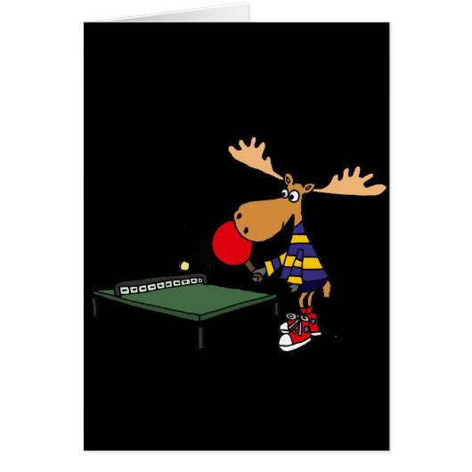 Funny Moose Playing Table Tennis Cartoon Cards (Front)