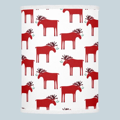 Funny Moose Red and White Holiday Lamp Shade