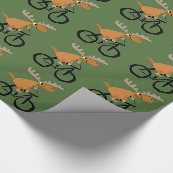 Funny Moose Riding Bicycle Original Art Wrapping Paper by ChristmasSmiles at Zazzle