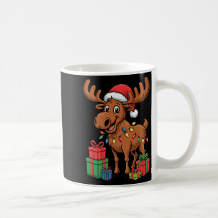 Funny Moose Santa Hat Animals Lovers Ugly Christma Coffee Mug