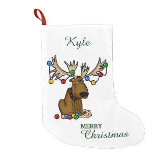 Funny Moose Small Christmas Stocking