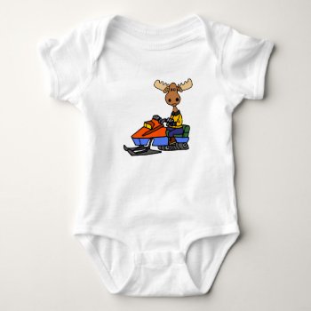 Funny Moose Snowmobiling Baby Bodysuit by tickleyourfunnybone at Zazzle