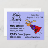 Funny Moose Superhero Baby Shower Invitation Postcard (Front/Back)