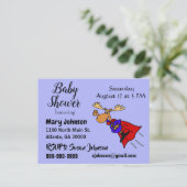 Funny Moose Superhero Baby Shower Invitation Postcard (Standing Front)