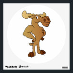 Funny moose wall sticker<br><div class="desc">animal , brown , cartoon , deer , moose , "cartoon moose" , "funny moose" , "moose illustration" , "moose mascot" , antlers , character , cheerful , childish , children , color , comic , elk , forest , fun , funny , gesturing , grin , hand , happy , horn , humor...</div>
