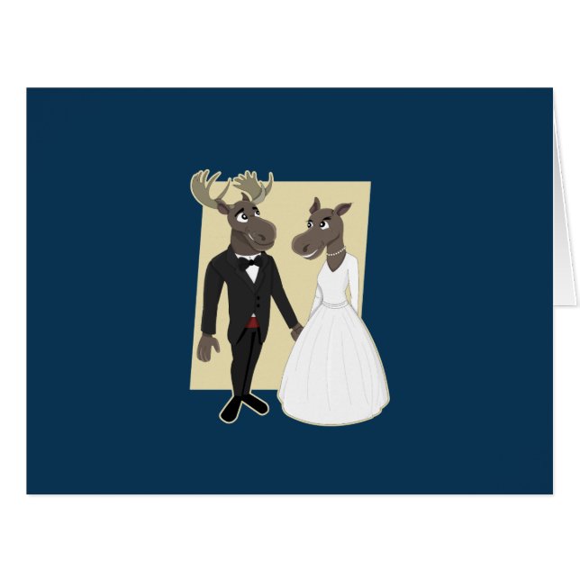Funny Moose Wedding Cartoon Cards (Front Horizontal)