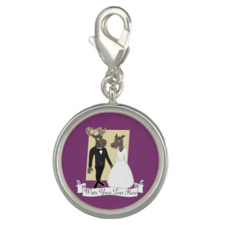Funny Moose Wedding Cartoon Charm