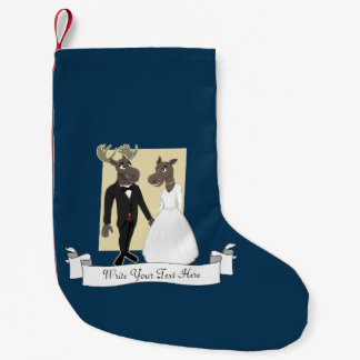 Funny Moose Wedding Cartoon Small Christmas Stocking