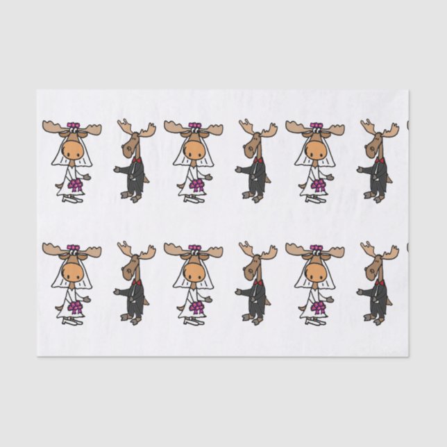 Funny Moose Wedding Tissue Paper (Front)