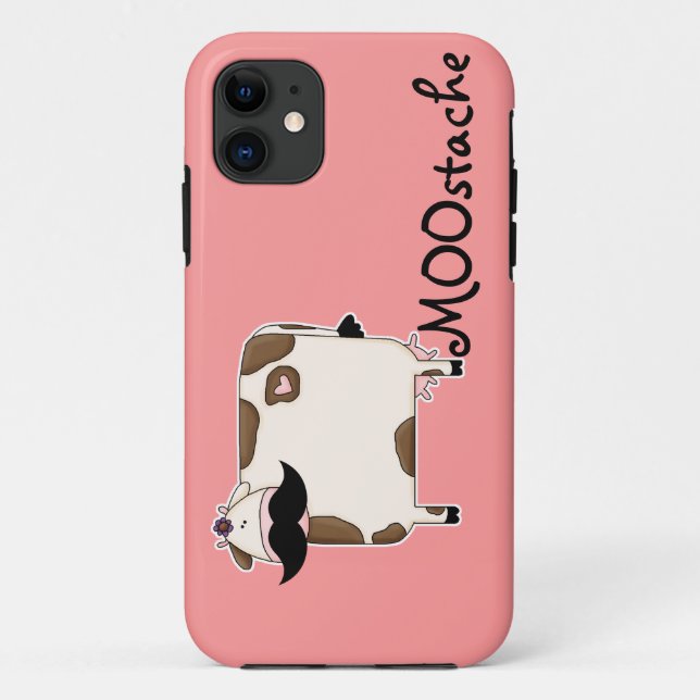 funny MOOstache mustache cow Case-Mate iPhone Case (Back)