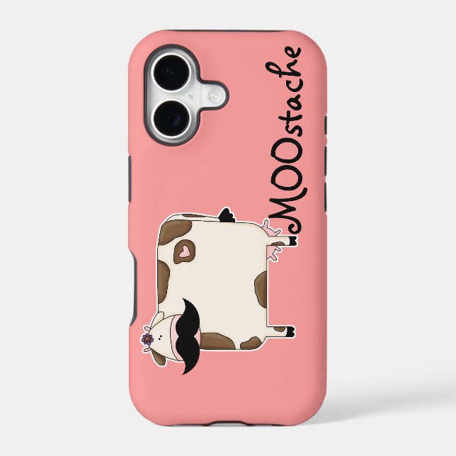 funny MOOstache mustache cow Iphone Case (Back)