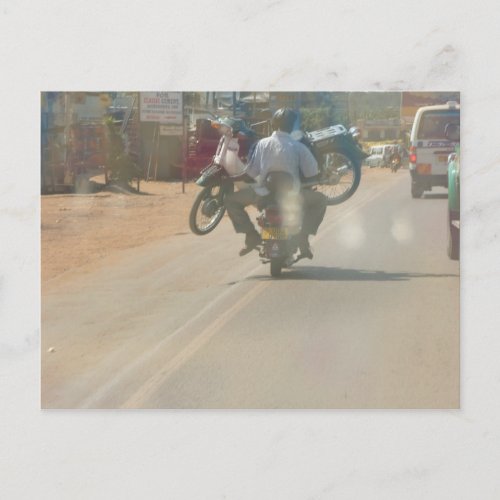 Funny moped boda boda picture postcard