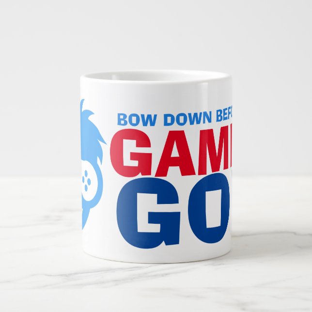 Funny Morning Coffee Gamer God Bow Down Humor Meme Giant Coffee Mug (Front)