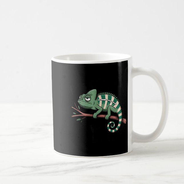 Funny Morning Person Coffee Lover Chameleon  Coffee Mug (Right)