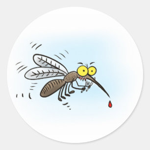 Funny mosquito cartoon classic round sticker