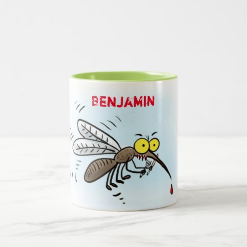 Funny mosquito cartoon Two_Tone coffee mug