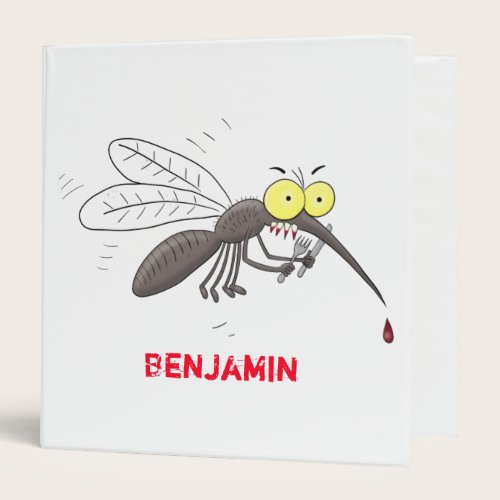 Funny mosquito insect cartoon illustration 3 ring binder