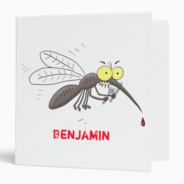 Funny mosquito insect cartoon illustration 3 ring binder (Front/Inside)