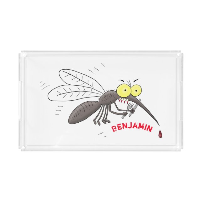 Funny mosquito insect cartoon illustration acrylic tray (Front)