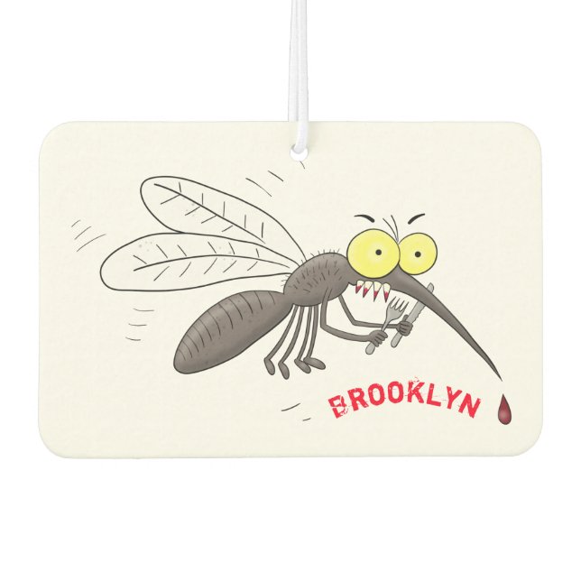 Funny mosquito insect cartoon illustration air freshener (Front)