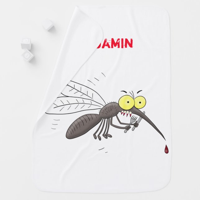 Funny mosquito insect cartoon illustration baby blanket (In Situ)