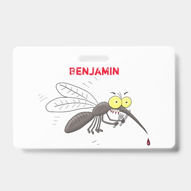 Funny mosquito insect cartoon illustration badge (Front)