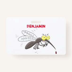 Funny mosquito insect cartoon illustration badge
