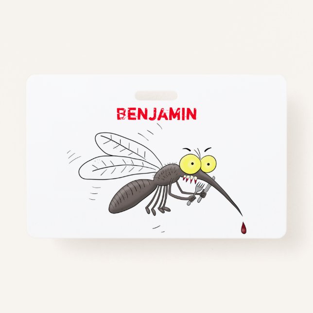 Funny mosquito insect cartoon illustration badge (Front)