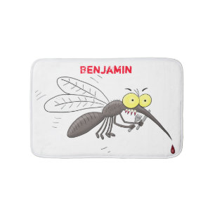 Funny mosquito insect cartoon illustration bath mat