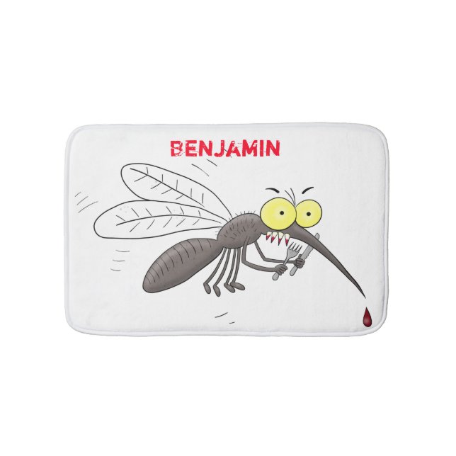 Funny mosquito insect cartoon illustration bath mat (Front)