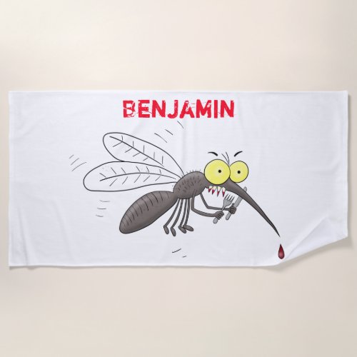 Funny mosquito insect cartoon illustration beach towel