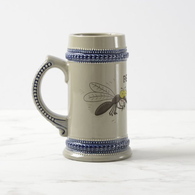 Funny mosquito insect cartoon illustration beer stein (Left)