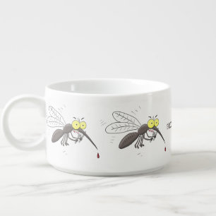Funny mosquito insect cartoon illustration bowl