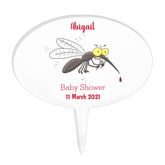Funny mosquito insect cartoon illustration cake topper (Front)