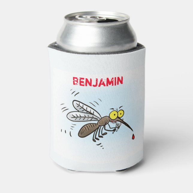 Funny mosquito insect cartoon illustration can cooler (Can Back)