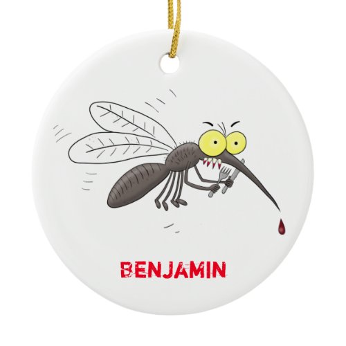 Funny mosquito insect cartoon illustration ceramic ornament