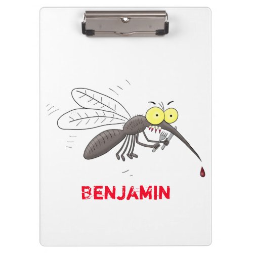 Funny mosquito insect cartoon illustration clipboard