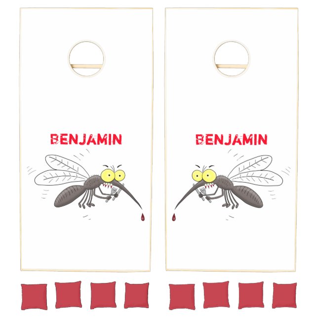 Funny mosquito insect cartoon illustration cornhole set (Set)