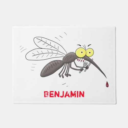 Funny mosquito insect cartoon illustration doormat