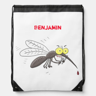 Funny mosquito insect cartoon illustration drawstring bag