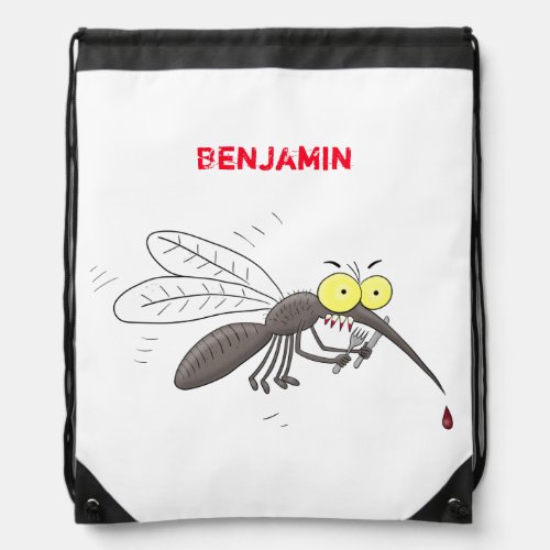 Funny mosquito insect cartoon illustration drawstring bag