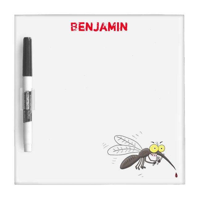 Funny mosquito insect cartoon illustration dry erase board (Front)