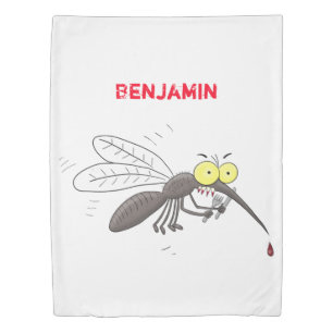 Funny mosquito insect cartoon illustration duvet cover