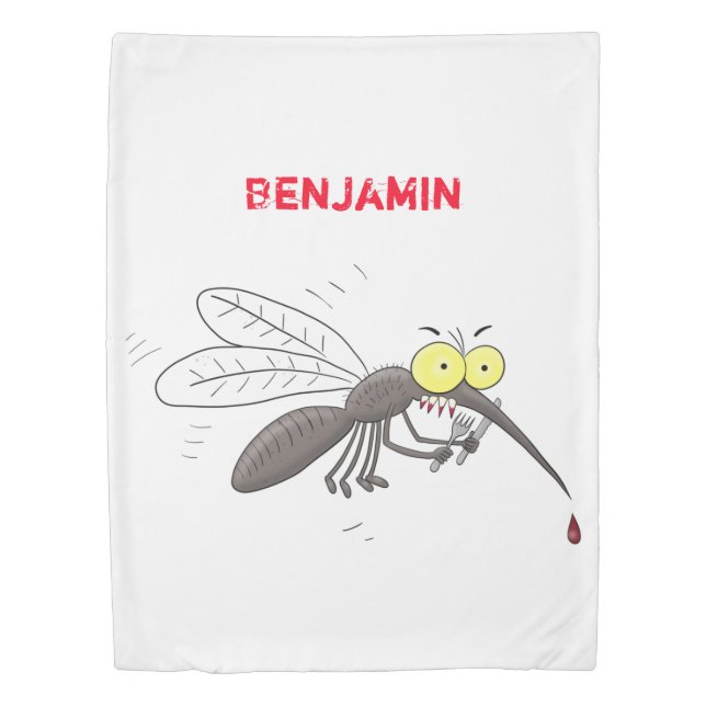 Funny mosquito insect cartoon illustration duvet cover (Front)