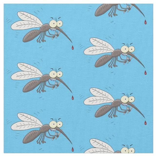 Funny mosquito insect cartoon illustration fabric (Close Up)