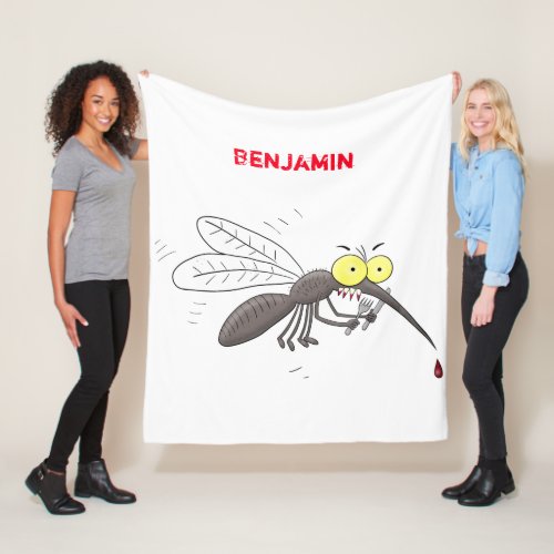 Funny mosquito insect cartoon illustration fleece blanket